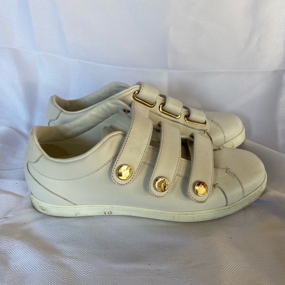 Jimmy Choo White Leather Velcro Sneakers Size 9 - Picture 1 of 5